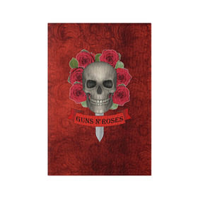 Обложка для паспорта матовая кожа с принтом Gans N Roses в Кировске, натуральная матовая кожа | размер 19,3 х 13,7 см; прозрачные пластиковые крепления | gans n roses | группа | исполнители | меч | музыка | песни | розы | рок группа | череп