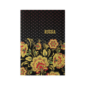 Обложка для паспорта матовая кожа с принтом Россия в Кировске, натуральная матовая кожа | размер 19,3 х 13,7 см; прозрачные пластиковые крепления | роспись | россия | хохлома | цветы | я русский