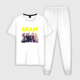 Мужская пижама хлопок с принтом SKAM 8 в Кировске, 100% хлопок | брюки и футболка прямого кроя, без карманов, на брюках мягкая резинка на поясе и по низу штанин
 | skam | скам | стыд