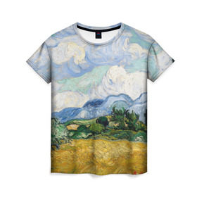 Женская футболка 3D с принтом Ван Гог Картина в Кировске, 100% полиэфир ( синтетическое хлопкоподобное полотно) | прямой крой, круглый вырез горловины, длина до линии бедер | картина | лето | масло | мировой шедевр | пейзаж