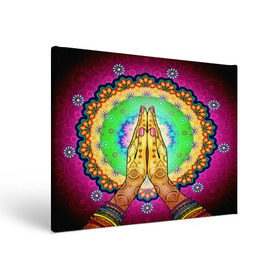 Холст прямоугольный с принтом Meditation в Кировске, 100% ПВХ |  | Тематика изображения на принте: 3d | indian | mandala | арт | йога | медитация | руки | узор | цветы