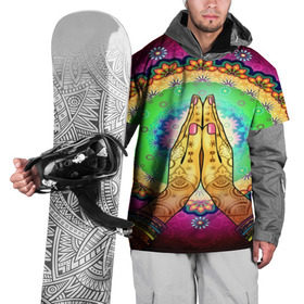 Накидка на куртку 3D с принтом Meditation в Кировске, 100% полиэстер |  | 3d | indian | mandala | арт | йога | медитация | руки | узор | цветы