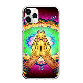 Чехол для iPhone 11 Pro матовый с принтом Meditation в Кировске, Силикон |  | 3d | indian | mandala | арт | йога | медитация | руки | узор | цветы