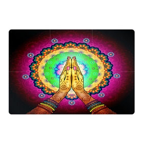 Магнитный плакат 3Х2 с принтом Meditation в Кировске, Полимерный материал с магнитным слоем | 6 деталей размером 9*9 см | Тематика изображения на принте: 3d | indian | mandala | арт | йога | медитация | руки | узор | цветы