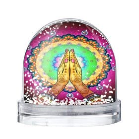 Снежный шар с принтом Meditation в Кировске, Пластик | Изображение внутри шара печатается на глянцевой фотобумаге с двух сторон | 3d | indian | mandala | арт | йога | медитация | руки | узор | цветы