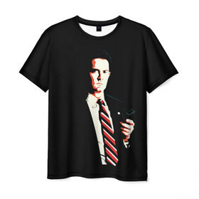 Мужская футболка 3D с принтом Дейл Купер в Кировске, 100% полиэфир | прямой крой, круглый вырез горловины, длина до линии бедер | актер | арт | сериал | смокинг | твин пикс | фильмы | черный