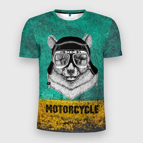 Мужская футболка 3D спортивная с принтом Мотоцикл медведь в Кировске, 100% полиэстер с улучшенными характеристиками | приталенный силуэт, круглая горловина, широкие плечи, сужается к линии бедра | 3d | motor bicycle | motorbike | motorcycle | авто | автомобильные | водитель | механик | мотоциклист | очки