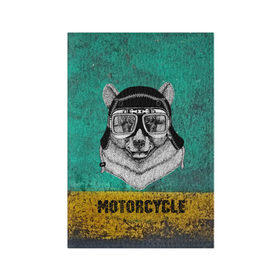 Обложка для паспорта матовая кожа с принтом Мотоцикл медведь в Кировске, натуральная матовая кожа | размер 19,3 х 13,7 см; прозрачные пластиковые крепления | 3d | motor bicycle | motorbike | motorcycle | авто | автомобильные | водитель | механик | мотоциклист | очки