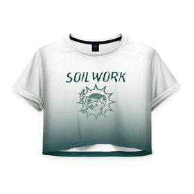 Женская футболка 3D укороченная с принтом Soilwork metal band logo в Кировске, 100% полиэстер | круглая горловина, длина футболки до линии талии, рукава с отворотами | 