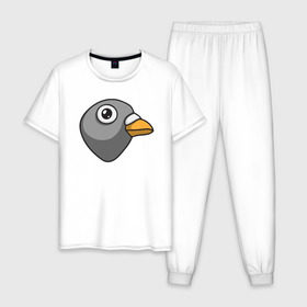 Мужская пижама хлопок с принтом голубь в Кировске, 100% хлопок | брюки и футболка прямого кроя, без карманов, на брюках мягкая резинка на поясе и по низу штанин
 | голубь | птица