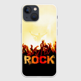 Чехол для iPhone 13 mini с принтом Rock концерт в Кировске,  |  | rock | в толпу | гитара | группа | дым | жанр | концерт | металл | музыка | надпись | панк | певец | песня | прыжок | рок | рок н рол | руки | стиль | хард | хой | я люблю рок