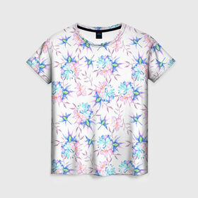 Женская футболка 3D с принтом Цветы в Кировске, 100% полиэфир ( синтетическое хлопкоподобное полотно) | прямой крой, круглый вырез горловины, длина до линии бедер | flower | flowers | spring | весна | нежность | цветок | цветы