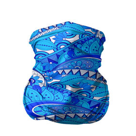 Бандана-труба 3D с принтом Floral pattern в Кировске, 100% полиэстер, ткань с особыми свойствами — Activecool | плотность 150‒180 г/м2; хорошо тянется, но сохраняет форму | 3d | абстракция | арт | волны | синий | узор | цветы
