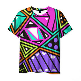 Мужская футболка 3D с принтом Geometry в Кировске, 100% полиэфир | прямой крой, круглый вырез горловины, длина до линии бедер | геометрия | подарок | прикол | принт | яркий