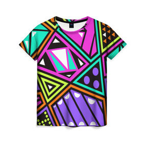 Женская футболка 3D с принтом Geometry в Кировске, 100% полиэфир ( синтетическое хлопкоподобное полотно) | прямой крой, круглый вырез горловины, длина до линии бедер | геометрия | подарок | прикол | принт | яркий