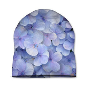 Шапка 3D с принтом Гортензия голубая в Кировске, 100% полиэстер | универсальный размер, печать по всей поверхности изделия | hydrangea | лето | нежность | незабудка | цветы
