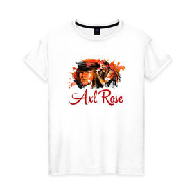 Женская футболка хлопок с принтом Axl Rose в Кировске, 100% хлопок | прямой крой, круглый вырез горловины, длина до линии бедер, слегка спущенное плечо | axl | guns | music | rock | rose | roses | аксель | арт | музыка | рок | роуз