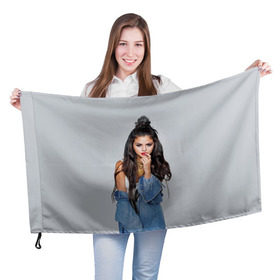 Флаг 3D с принтом Selena Gomez в Кировске, 100% полиэстер | плотность ткани — 95 г/м2, размер — 67 х 109 см. Принт наносится с одной стороны | 