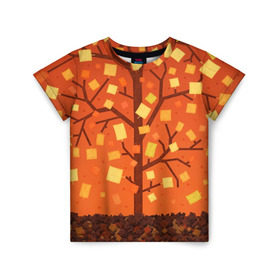 Детская футболка 3D с принтом Золотая осень в Кировске, 100% гипоаллергенный полиэфир | прямой крой, круглый вырез горловины, длина до линии бедер, чуть спущенное плечо, ткань немного тянется | ветви | ветка | дерево | древо | лес | листва | листья | осень | природа