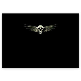 Поздравительная открытка с принтом The angel of death в Кировске, 100% бумага | плотность бумаги 280 г/м2, матовая, на обратной стороне линовка и место для марки
 | байкер | крылья | металл | скелет | ужас | череп