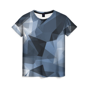 Женская футболка 3D с принтом Camo - Black & Blue (Чёрно-синий камуфляж) в Кировске, 100% полиэфир ( синтетическое хлопкоподобное полотно) | прямой крой, круглый вырез горловины, длина до линии бедер | 0x00000123 | camo | битый | камуфляж | пиксель | синий