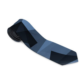 Галстук 3D с принтом Camo - Black & Blue (Чёрно-синий камуфляж) в Кировске, 100% полиэстер | Длина 148 см; Плотность 150-180 г/м2 | 0x00000123 | camo | битый | камуфляж | пиксель | синий