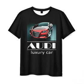 Мужская футболка 3D с принтом AUDI luxury car в Кировске, 100% полиэфир | прямой крой, круглый вырез горловины, длина до линии бедер | Тематика изображения на принте: ауди | машина