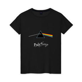 Женская футболка хлопок с принтом Pink Floyd в Кировске, 100% хлопок | прямой крой, круглый вырез горловины, длина до линии бедер, слегка спущенное плечо | rolling stone | англия | басы | британия | гитара | группа | музыка | песни | пинк флойд | призма | радуга | рок | свет