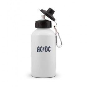 Бутылка спортивная с принтом AC/DC в Кировске, металл | емкость — 500 мл, в комплекте две пластиковые крышки и карабин для крепления | Тематика изображения на принте: ас | группа | дс | логотип | музыка | печни | рок