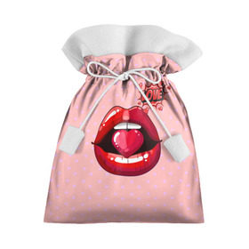 Подарочный 3D мешок с принтом Lips в Кировске, 100% полиэстер | Размер: 29*39 см | Тематика изображения на принте: 3d | love | pop art | арт | губы | девушкам | любовь | поп арт | поцелуй | розовый | сердечки