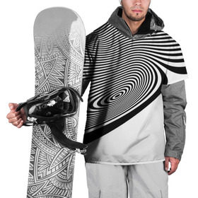 Накидка на куртку 3D с принтом Black&White illusion в Кировске, 100% полиэстер |  | 3d | абстракции | иллюзия | линии | полосы | черно белые