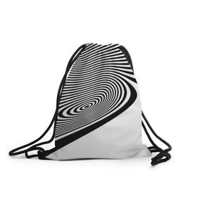Рюкзак-мешок 3D с принтом Black&White illusion в Кировске, 100% полиэстер | плотность ткани — 200 г/м2, размер — 35 х 45 см; лямки — толстые шнурки, застежка на шнуровке, без карманов и подкладки | 3d | абстракции | иллюзия | линии | полосы | черно белые