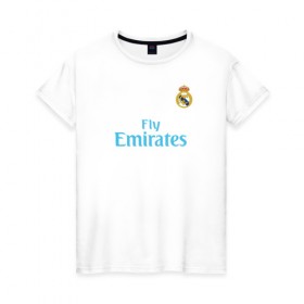 Женская футболка хлопок с принтом Реал Мадрид в Кировске, 100% хлопок | прямой крой, круглый вырез горловины, длина до линии бедер, слегка спущенное плечо | madrid | real | барселона | футбол