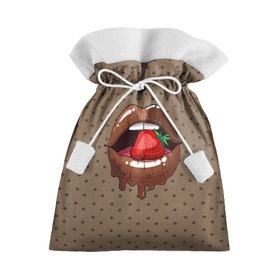 Подарочный 3D мешок с принтом Шоколадные губки в Кировске, 100% полиэстер | Размер: 29*39 см | 3d | pop art | арт | горошек | губы | девушкам | еда | клубника | кружочек | поп арт | текстура | шоколад | ягоды