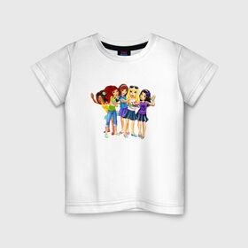 Детская футболка хлопок с принтом ЛЕГО Френдс в Кировске, 100% хлопок | круглый вырез горловины, полуприлегающий силуэт, длина до линии бедер | lego friends | андреа | лучшие подружки | миа | оливия | стефани | эмма