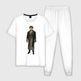 Мужская пижама хлопок с принтом Кейдж 1 в Кировске, 100% хлопок | брюки и футболка прямого кроя, без карманов, на брюках мягкая резинка на поясе и по низу штанин
 | актер | кейдж в казахстане | мем | николас кейдж