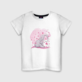 Детская футболка хлопок с принтом Слоник в Кировске, 100% хлопок | круглый вырез горловины, полуприлегающий силуэт, длина до линии бедер | акварель | любовь | рисунок | розовый