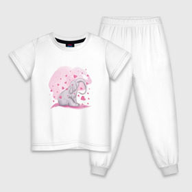Детская пижама хлопок с принтом Слоник в Кировске, 100% хлопок |  брюки и футболка прямого кроя, без карманов, на брюках мягкая резинка на поясе и по низу штанин
 | Тематика изображения на принте: акварель | любовь | рисунок | розовый