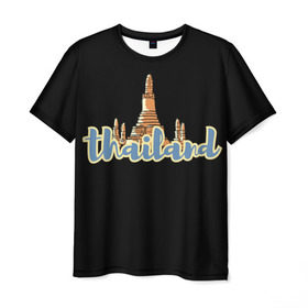 Мужская футболка 3D с принтом Тайланд в Кировске, 100% полиэфир | прямой крой, круглый вырез горловины, длина до линии бедер | Тематика изображения на принте: азия | новинки | популярное | прикольные | солнце | страна | традиция | турист | черный