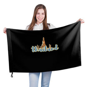 Флаг 3D с принтом Тайланд в Кировске, 100% полиэстер | плотность ткани — 95 г/м2, размер — 67 х 109 см. Принт наносится с одной стороны | азия | новинки | популярное | прикольные | солнце | страна | традиция | турист | черный