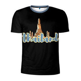 Мужская футболка 3D спортивная с принтом Тайланд в Кировске, 100% полиэстер с улучшенными характеристиками | приталенный силуэт, круглая горловина, широкие плечи, сужается к линии бедра | азия | новинки | популярное | прикольные | солнце | страна | традиция | турист | черный