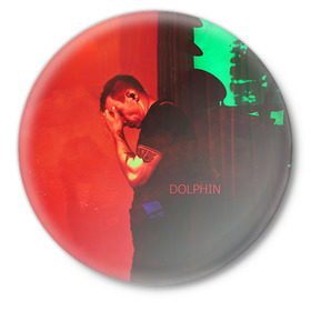 Значок с принтом Dolphin в Кировске,  металл | круглая форма, металлическая застежка в виде булавки | Тематика изображения на принте: дельфин