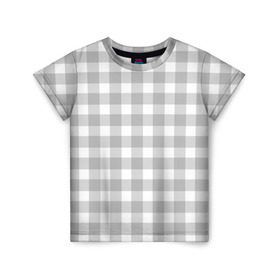 Детская футболка 3D с принтом Grey squares в Кировске, 100% гипоаллергенный полиэфир | прямой крой, круглый вырез горловины, длина до линии бедер, чуть спущенное плечо, ткань немного тянется | белый | клеточка | серый | текстура
