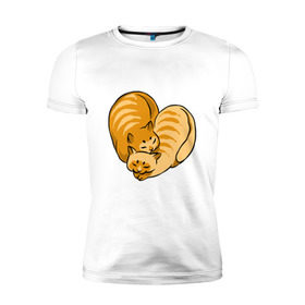 Мужская футболка премиум с принтом Love cats в Кировске, 92% хлопок, 8% лайкра | приталенный силуэт, круглый вырез ворота, длина до линии бедра, короткий рукав | 