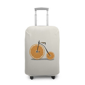 Чехол для чемодана 3D с принтом Велосипед апельсин в Кировске, 86% полиэфир, 14% спандекс | двустороннее нанесение принта, прорези для ручек и колес | апельсин | велосипед