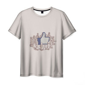 Мужская футболка 3D с принтом Лайк в Кировске, 100% полиэфир | прямой крой, круглый вырез горловины, длина до линии бедер | facebook | like | vk | вк | вконтакте | жадность | заложники | лайки | мир катится к чертям | общество | поклонение | секта | слабость | социальные сети | тупость