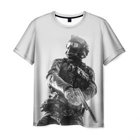 Мужская футболка 3D с принтом Battlefield 4 в Кировске, 100% полиэфир | прямой крой, круглый вырез горловины, длина до линии бедер | battlefield | game | soldiers | weapons | воин | игра | игрок | оружие | солдат