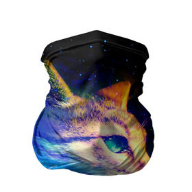 Бандана-труба 3D с принтом Звездный кот в Кировске, 100% полиэстер, ткань с особыми свойствами — Activecool | плотность 150‒180 г/м2; хорошо тянется, но сохраняет форму | звезды | кот | мордочка | темный