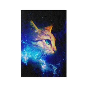 Обложка для паспорта матовая кожа с принтом Звездный кот в Кировске, натуральная матовая кожа | размер 19,3 х 13,7 см; прозрачные пластиковые крепления | звезды | кот | мордочка | темный