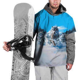 Накидка на куртку 3D с принтом Волчья охота в Кировске, 100% полиэстер |  | бирюк | волк | волчара | волчица | волчок | глаза | животное | животные | зверь | зима | злость | картина | койот | рисунок | санитар леса | серый | снег | стая | три | хищник | цветной | шакал